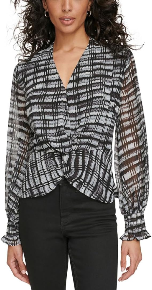 Calvin Klein Black Print Blouse Small | Women's Tops & Shirts