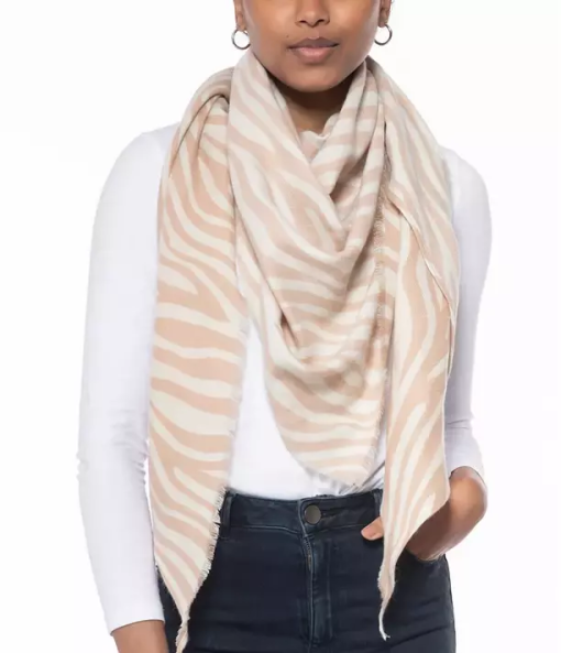 I.N.C. Zebra Print Scarf Beige OSFA - Women's Scarves & Wraps