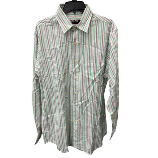 Kirkland Green Striped Button Down Shirt XXL - Men's Dress Shirt