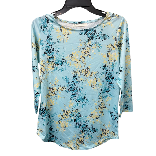 Emaline Floral Top, Blue, Size S, Women's Blouse