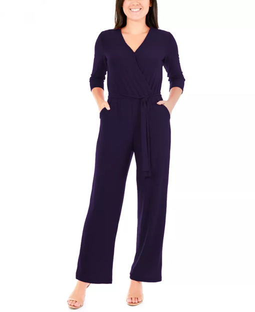 Ny Collection Petite Navy Jumpsuit - Wide Leg Pants - PXL