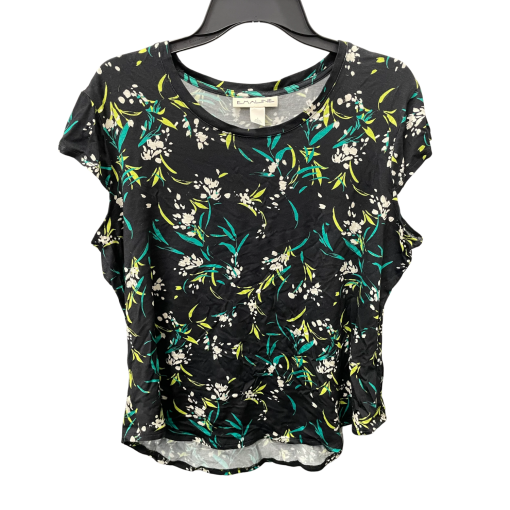 Emaline Black Floral Top Size L - Women's Blouse