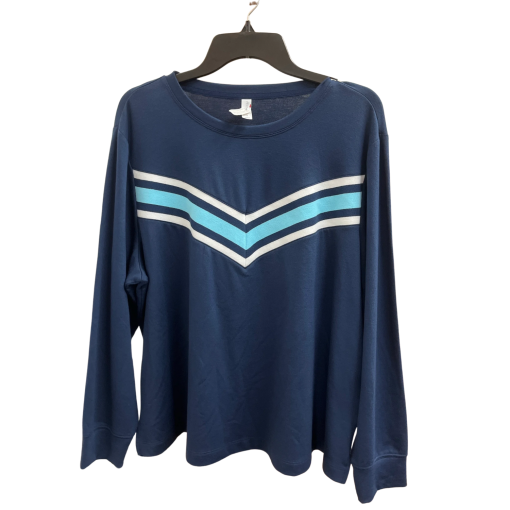 Ideology Navy Blue Chevron Long Sleeve Top 1X - Women's Shirts