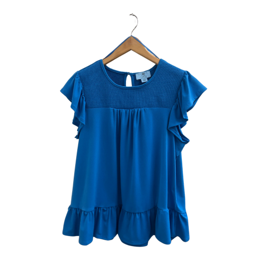 CeCe Blue Ruffle Top - Size Small - Women's Blouse