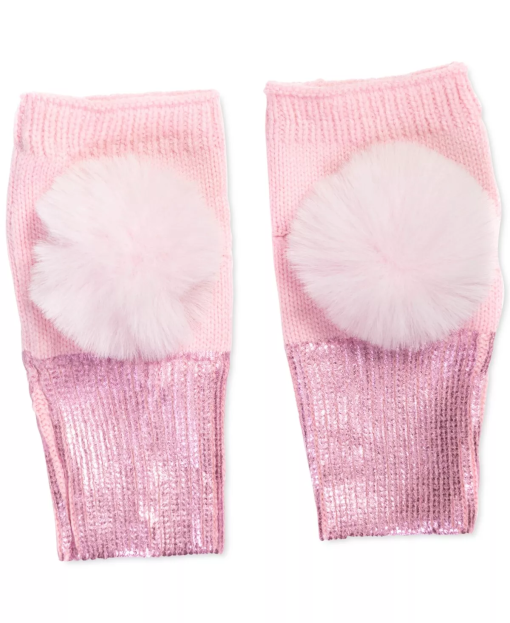 INC Pink Fingerless Gloves with Pom Pom Trim - One Size - Winter Gloves