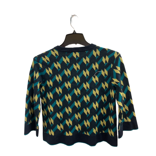 W By Worth Geometric Sweater, Navy/Teal/Yellow, Size S, Women's Top - Image 2