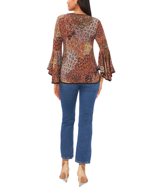 Sam & Jess Petite Paisley Print Blouse - Bell Sleeve Top - PS - Image 2