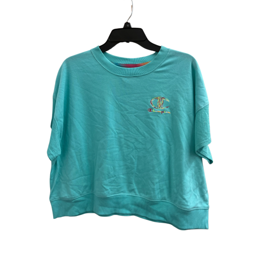 Champion Teal Short Sleeve Sweatshirt - Size L - Women's Top