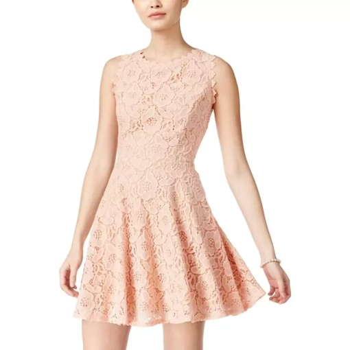 Jessica Howard Peach Lace Fit & Flare Dress Size 7 - Party Dress