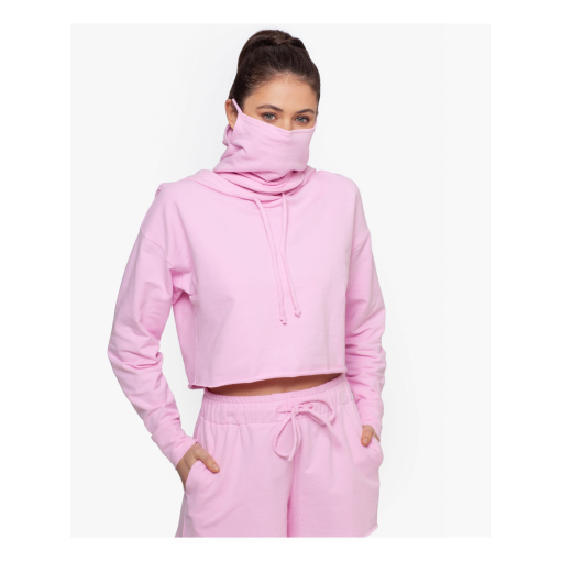 BAM Pink Crop Hoodie & Shorts Set - Women's Medium Loungewear