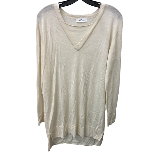 DKNY Pure Ivory V-Neck Sweater - Women's Knitwear