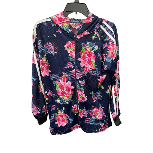 QIANCAIFEIER Floral Navy Track Jacket M/L - Women's Activewear