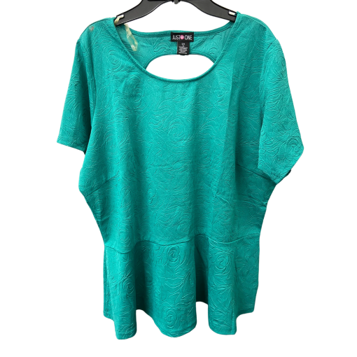 Just One Teal Peplum Top Plus Size 3X - Women's Blouse