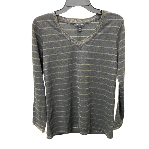 Tribal Gray Striped V-Neck Long Sleeve Top P/S - Women's Shirt