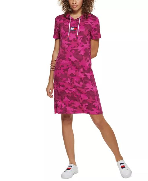 Tommy Hilfiger Pink Camo Hoodie Dress - Small - Women's Dresses