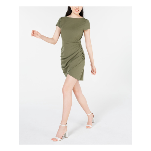 PLANET GOLD Olive Green Ruched Bodycon Dress - XS - Party Dress - Image 3