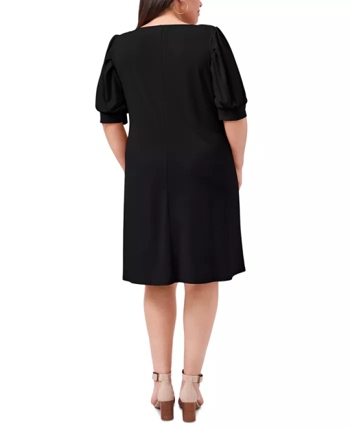 MSK Plus Black Puff Sleeve Dress - Plus Size Cocktail Dress - Image 2