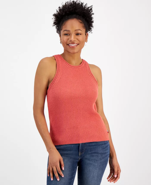 Tommy Jeans Coral Knit Tank Top - Small - Women's Sweater Vest