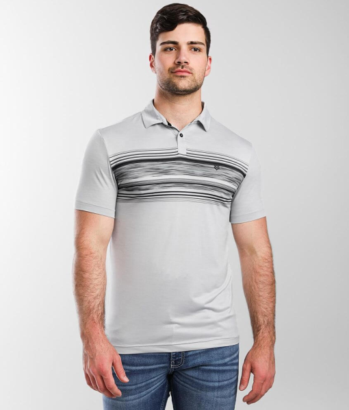 Caribbean Joe Light Grey Stripe Polo Shirt - Men's XL Golf Shirt