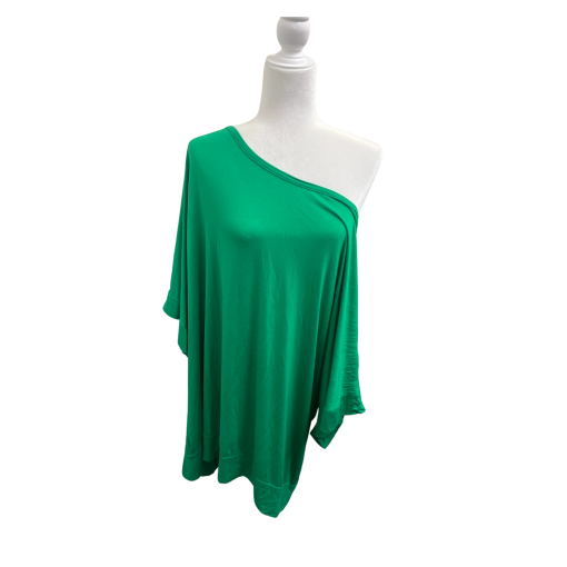 24Seven Green One Shoulder Top Plus Size Blouse