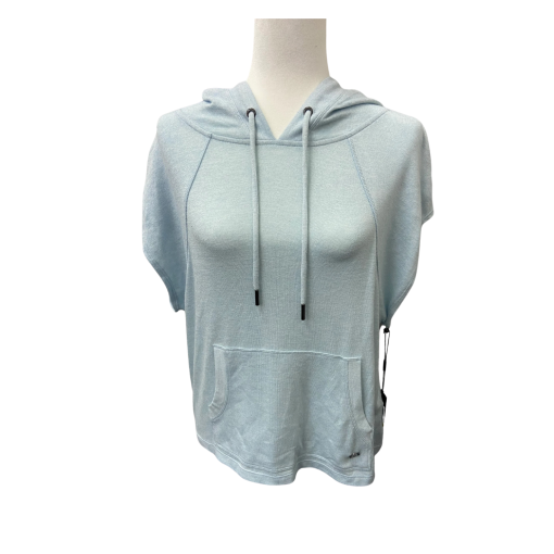 DKNY Blue Short Sleeve Hoodie Sweatshirt Size M - Women's Tops