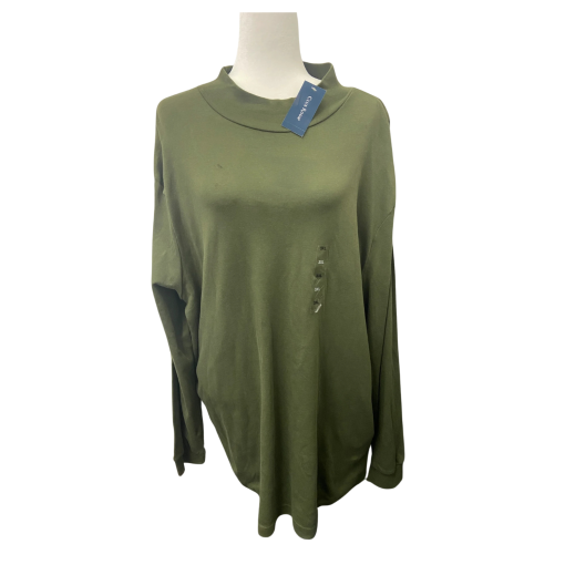 Club Room Olive Green Mock Neck Top 3XL - Women's Shirts