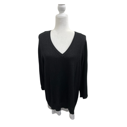 Calvin Klein Black V-Neck Sweater Plus Size 1X | Women's Top