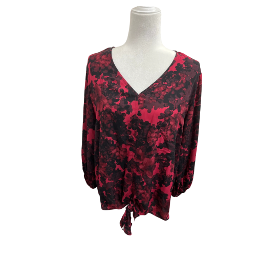 Vince Camuto Red Floral Blouse Plus Size 1X | Women's Top