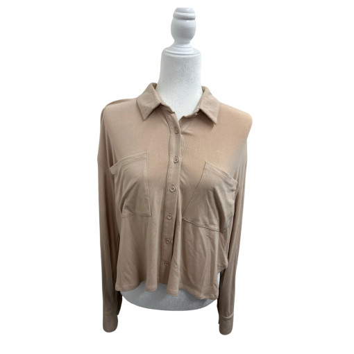 Tan Button Down Shirt - Size S - Women's Blouse - Casual Wear