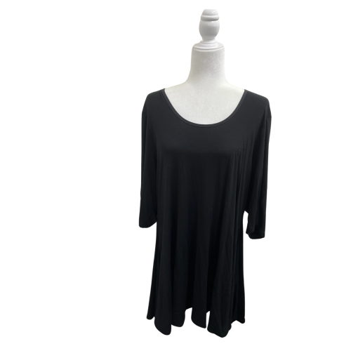 24Seven Black Swing Top Plus Size 2X - Women's Blouse