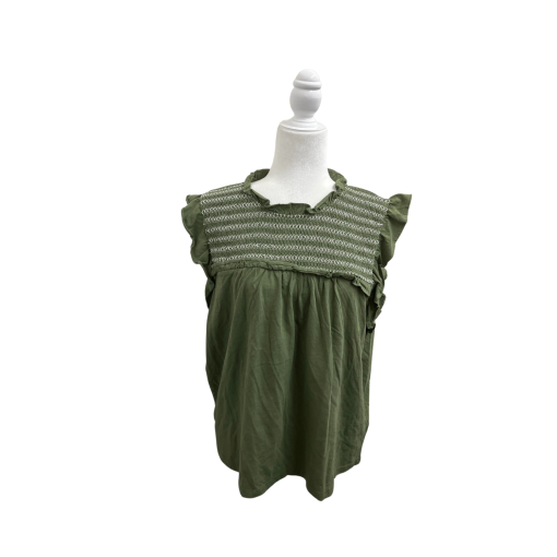 J.Crew Olive Green Smocked Top XL - Women's Blouse