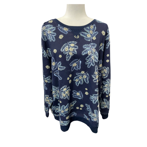 Karen Scott Navy Floral Print Sweatshirt 3X - Women's Tops