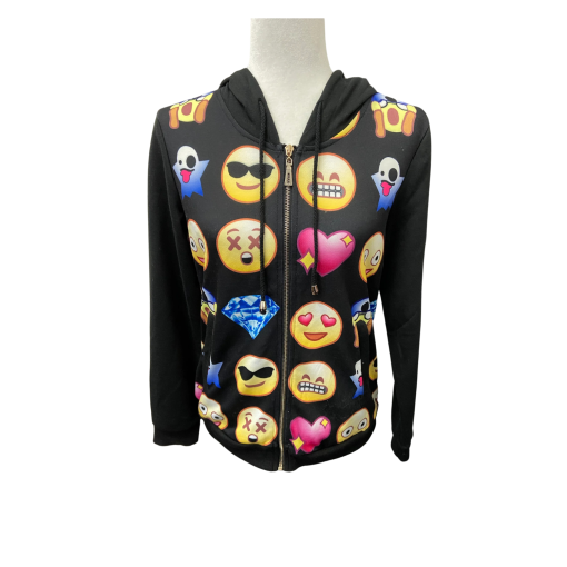 Miss Morena Black Emoji Zip Hoodie - Size M - Women's Apparel