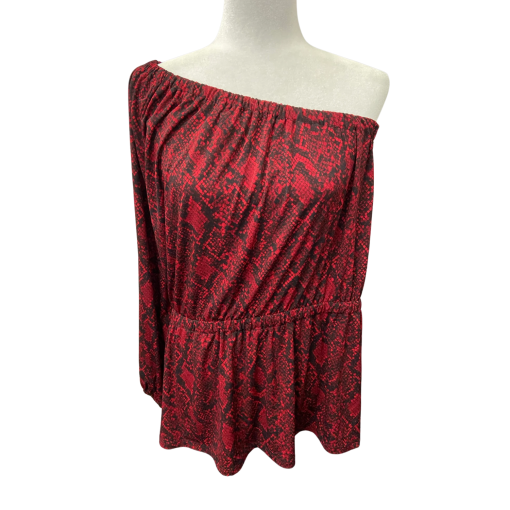 Michael Kors Red Snake Print Off Shoulder Top 0X Blouse