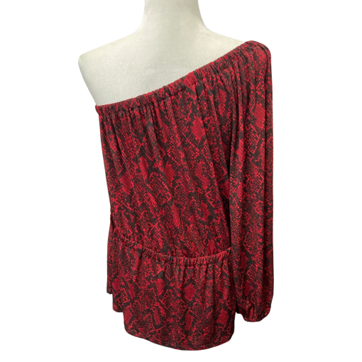 Michael Kors Red Snake Print Off Shoulder Top 0X Blouse - Image 2