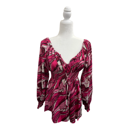 BCBGMAXAZRIA Pink Print Blouse Small - Women's Tops