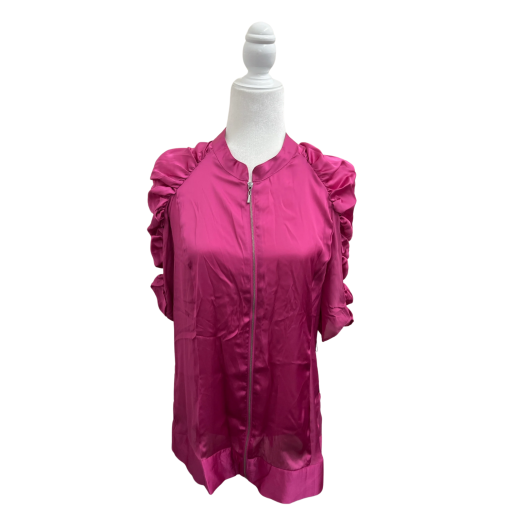 BCBGMAXAZRIA Fuchsia Satin Bomber Jacket - XL - Women's Outerwear