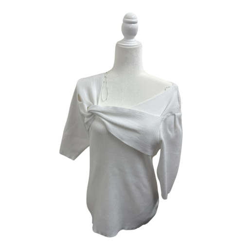 DKNY White Twist Knit Top - XL - Women's Sweater