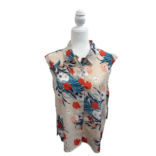 Max Floral Sleeveless Blouse Beige M - Women's Tops