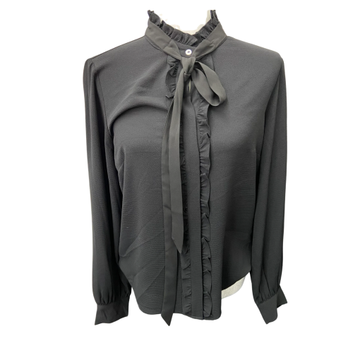 CeCe Black Ruffle Blouse Small - Women's Tops