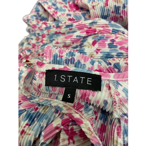 1State Floral Pleated Top - Pink Blue S - Women's Blouse - Image 3