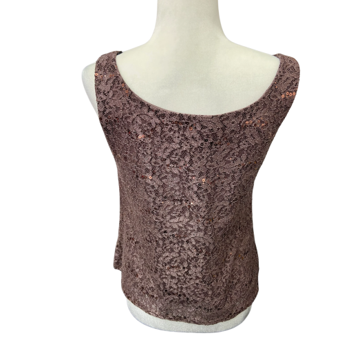 R&M Richards Brown Sequin Tank Top Size 4 - Party Top - Image 2