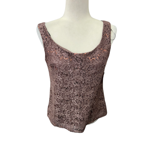 R&M Richards Brown Sequin Tank Top Size 4 - Party Top