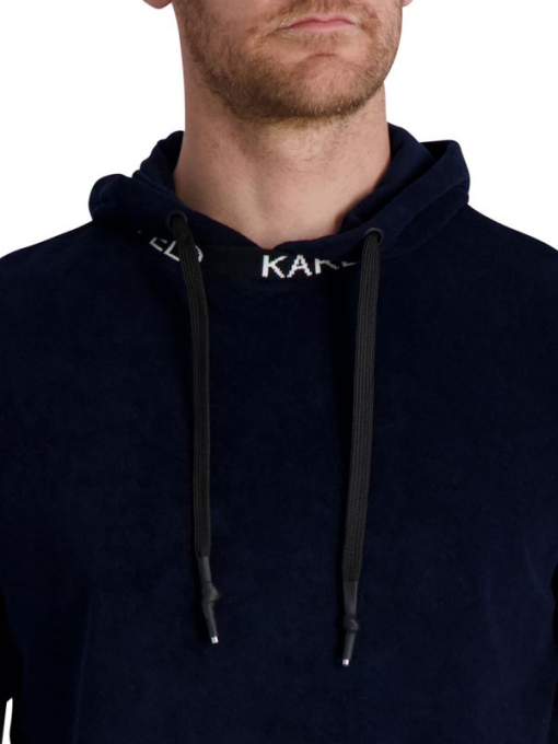 Karl Lagerfeld Navy Terry Hoodie - Men's Large Pullover Sweatshirt - Image 3