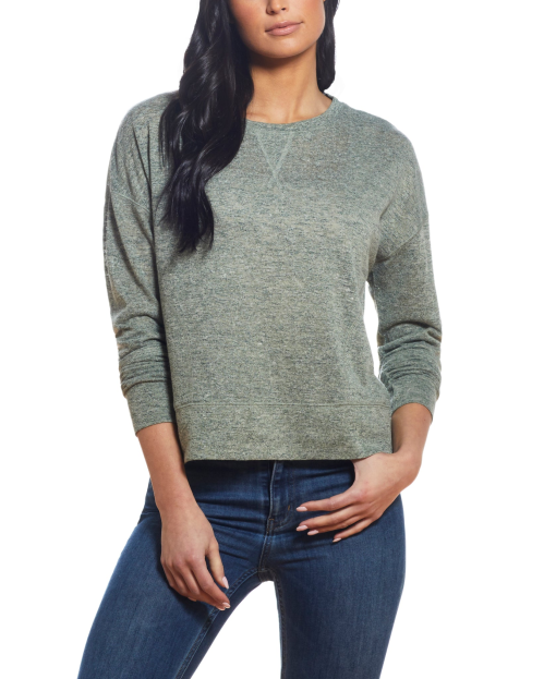 Weatherproof Slub Crewneck Top - Green, XS - Women's T-Shirts - Image 3