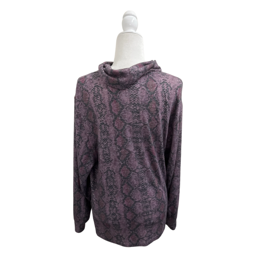 ANDREW MARC Snake Print Turtleneck Sweater - Purple - Small - Image 2