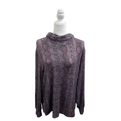 ANDREW MARC Snake Print Turtleneck Sweater - Purple - Small