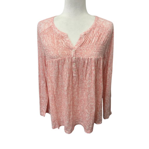 Style & Co Pink Floral Top Plus Size Long Sleeve Blouse