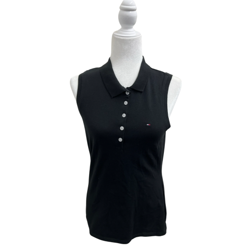 Tommy Hilfiger Black Sleeveless Polo Shirt - Size M - Women's Top