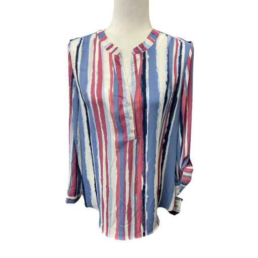 Zac&Rachel Striped Blouse Medium Blue Pink Women's Top